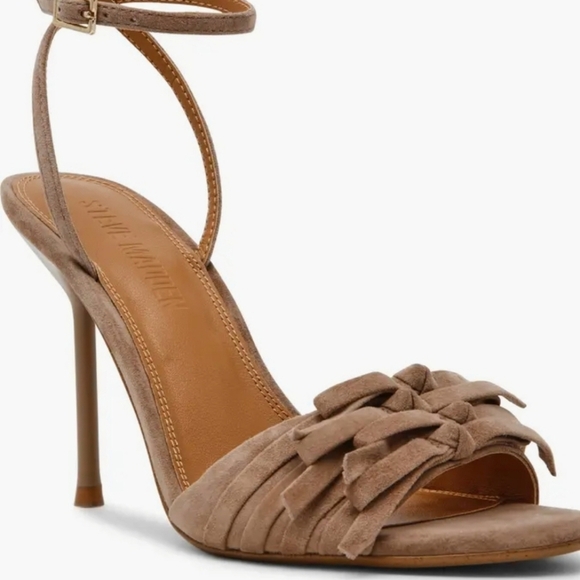 🔹️Steve Madden🔹️ Taupe Suede Porsha Strappy High Heel Sandals - Picture 2 of 7
